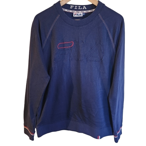 Fila blue long-sleeve pull-on crew-neck  sweater top - Picture 2 of 12